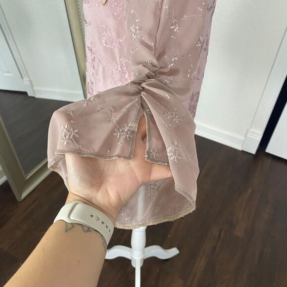 Spencer Alexis Made in USA Ethereal Pink Purple Lace Paisley Asymmetric Top 4 S - Picture 3 of 8